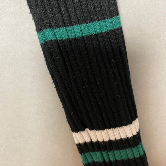 Express Ribbed Sweater Stripes Fitted Women Size Medium Teal Black Rayon Nylon - Picture 12 of 12